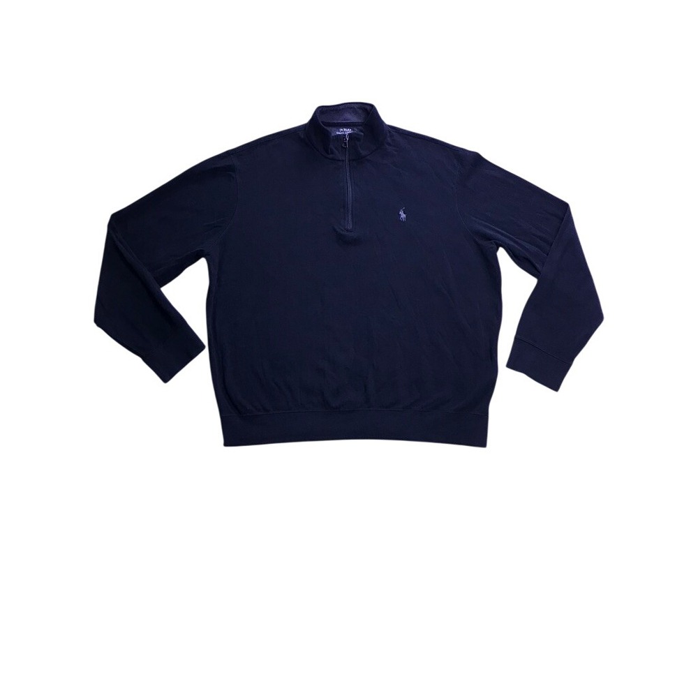 Polo Ralph Lauren Quarter Zip Pullover Mens Large Black Cotton Blend Sweater